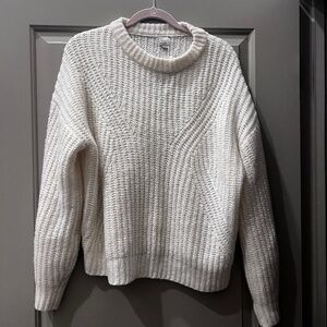 White Scoop Neck Knit Sweater